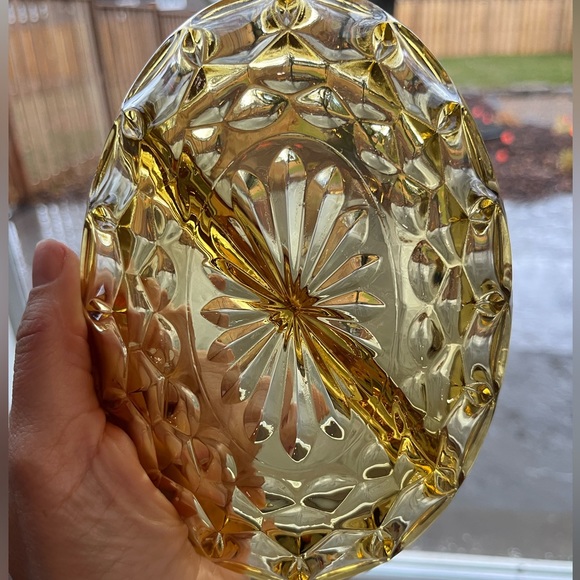 Vintage amber indiana glass gold divided candy dish x 2 - Picture 4 of 5